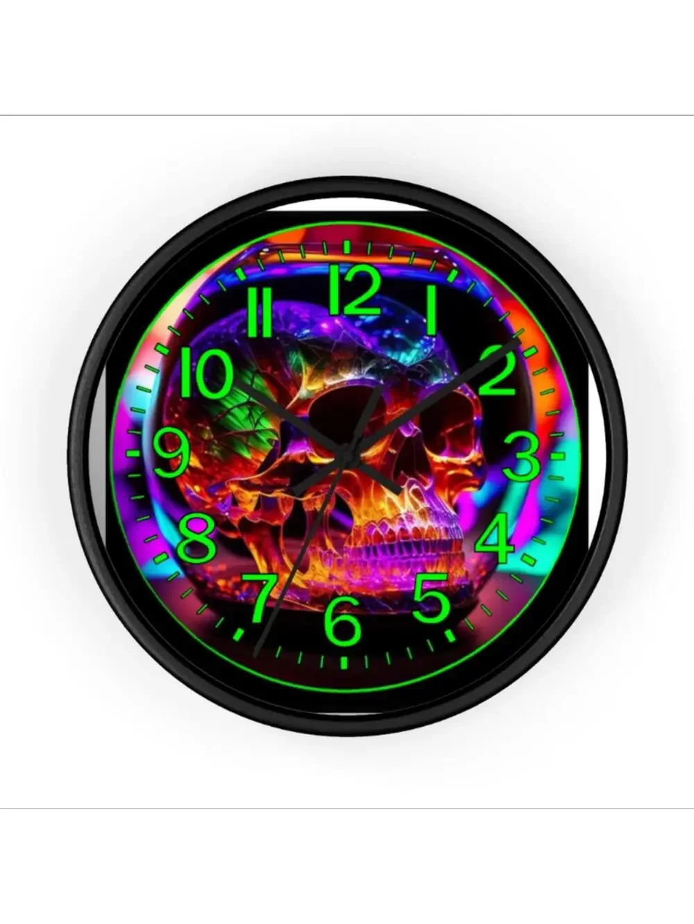 Skull Blacklight Glow In The Dark Wall Clock New!
